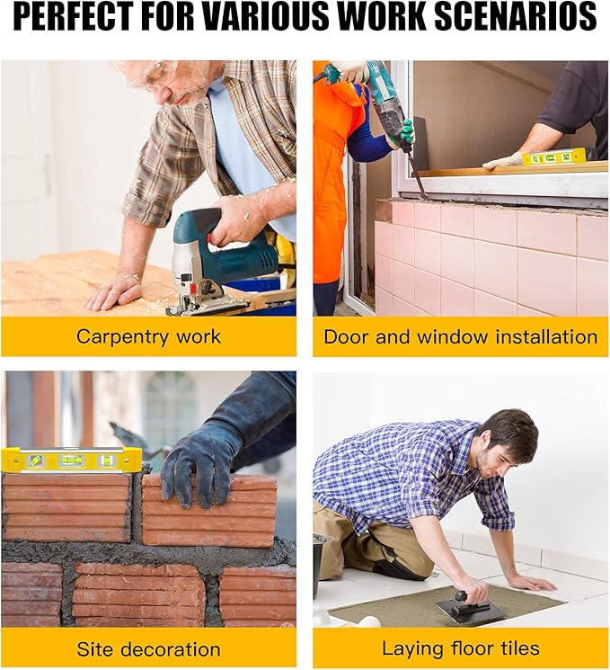 9 Inch Torpedo Level, Magnetic Box Level with 45°/90°/180° Bubbles, Shock Resistant Bubble Level Tool for Measuring - 3 PCS