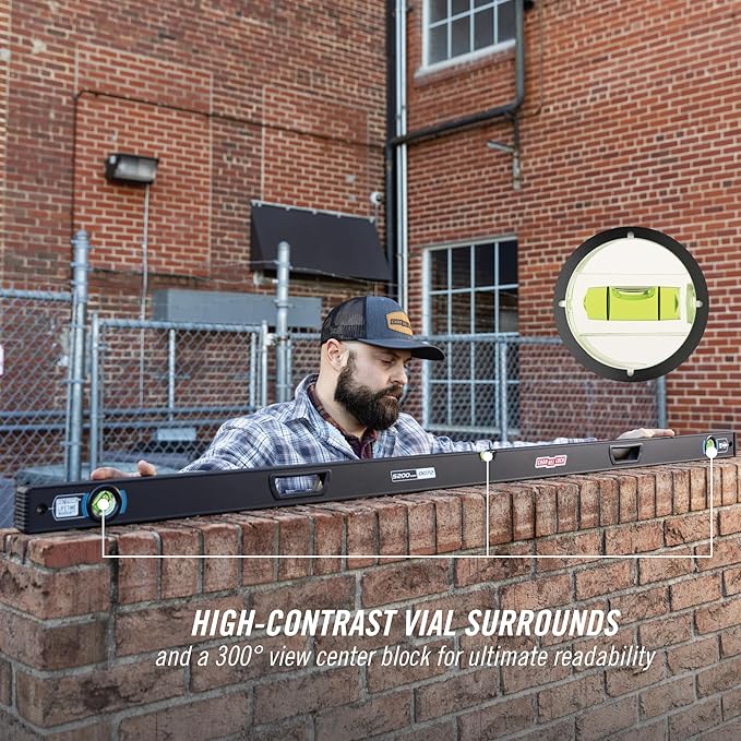 CHANNELLOCK 72-Inch, Professional-Grade Aluminum Box Level with Solid Block Acrylic Vials, 5200-0072