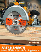 EASEWORK 7-1/4 Inch Circular Saw Blade, 24T, 40T, 60T, 5/8" Arbor, ATB Carbide Teeth, 3-Pack, Ideal for Softwood & Hardwood Crosscutting, Fits DEWALT DCS570B, DCS577B, DWA171424, Diablo D0740A