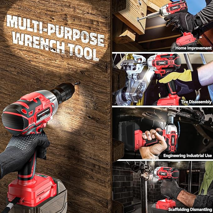 Cordless Impact Wrench Compatible with Milwaukee 18v Battery: 250Ft-lbs(340N.m) 3/8" Brushless Electric Impact Gun, 2400RPM High Torque Impact Driver, Power Impact Wrench, Bare Tool