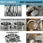 Quick Release Stainless Steel V Band Clamp with Male Female V Band Flange Kit for Exhaust, Turbocharger, Turbo or Downpipe, Sold In 1 Piece (5.0‘’)