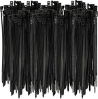 250-Count Reusable 8-inch UV Resistant Nylon Cable Zip Ties, Black