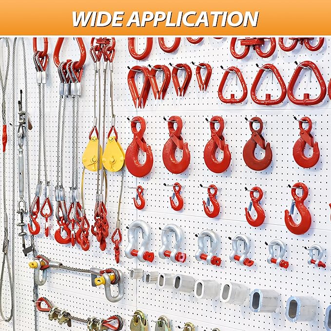 Pegboard Hook 50 Pcs, Sturdy L Shape Galvanized Metal Fit for 1/4 and 1/8 Pegboard, Organizer Kit for Garage Tool Storage