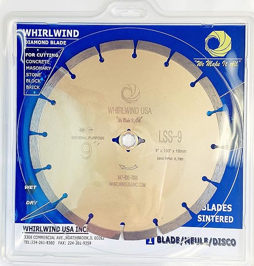 LSS 9 inch Dry or Wet Cutting General Purpose Power Saw Segmented Diamond Blades for Masonry Brick/Block Pavers Concrete Stone (9")