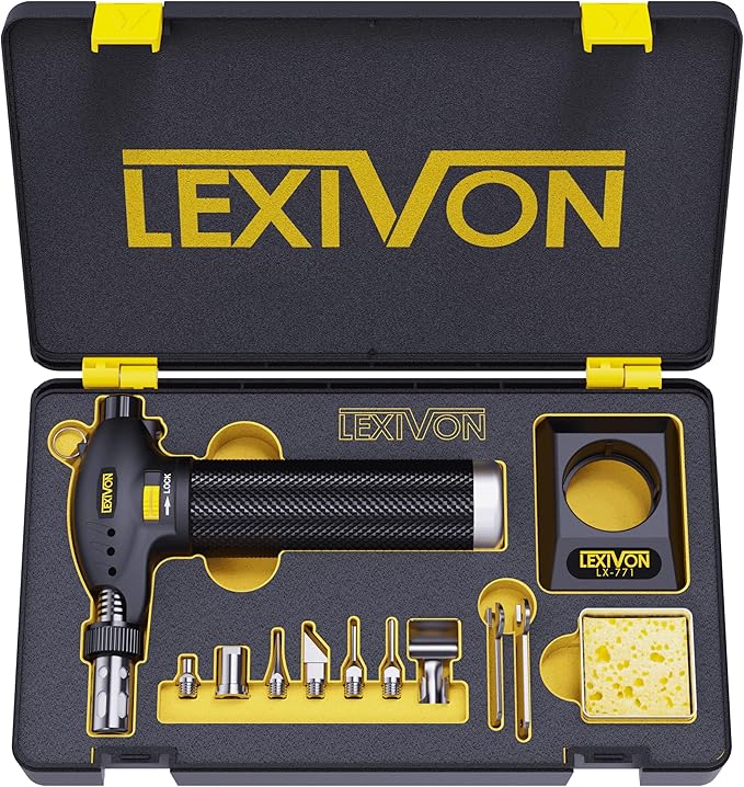 LEXIVON Butane Torch Multi-Function Kit | Premium Self-Igniting Soldering Station with Adjustable Flame | Pro Grade 125-Watt Equivalent (LX-771)