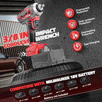 Cordless Impact Wrench Compatible with Milwaukee 18v Battery: 250Ft-lbs(340N.m) 3/8" Brushless Electric Impact Gun, 2400RPM High Torque Impact Driver, Power Impact Wrench, Bare Tool