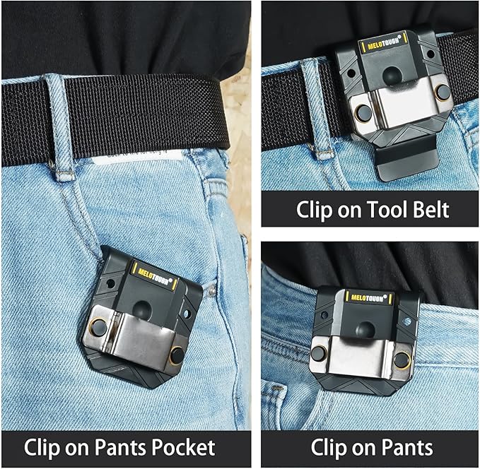 MELOTOUGH Tape Measure Holder,Tape Measure Belt Clip,Tape Measure Holster,Tool Belt Clip,Measuring Tape Holder for Belt(Black)