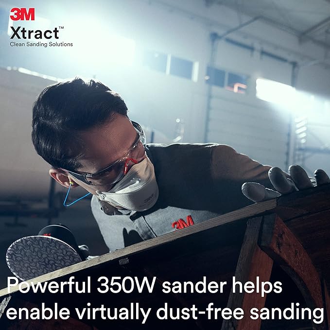 3M Xtract Portable Dust Extractor and Electric Random Orbital Sander Bundle | Extracts Up to 97% Dust
