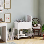 Mobile File Cart with Lock, Rolling File Cabinet Hanging Letter/Legal File Folders with Lockable Sliding Cover, White File Organizer on Wheels