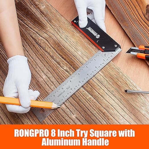 10Inch Woodworking Square Ruler and T-Bevel Gauge Set - 1/16" Precision,Sliding T-Bevel and T Measurements Ruler, Aluminum Handle Carpenter Square Layout Tool for Woodworking -Imperial…