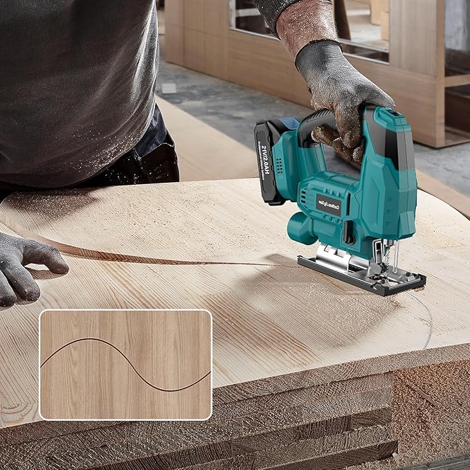 Jigsaw, Cordless Jig Saw Tool for Makita 18V Battery, Varible Speed, with LED Light, 0°-45° Bevel Cuts, 3-Position Orbital Jigsaw for Wood/PVC/Metal Cutting (Tool Only)