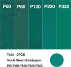 Air Random Orbital Sander by UPWOOD, Pneumatic Palm Sander With 10 Pcs Sandpapers for Auto Body Work, Woodworking (5 Inch)