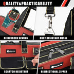 20 in Tool Bag For Men with Waterproof Molded Base, High Capacity Wide Mouth Tote, Construction Worker Electricians Tool Bags, Large Tool Bag Organizer for Men Women (Red)