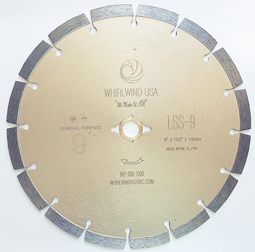 LSS 9 inch Dry or Wet Cutting General Purpose Power Saw Segmented Diamond Blades for Masonry Brick/Block Pavers Concrete Stone (9")
