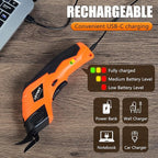 Cordless Electric Scissors, 3.6V Cardboard Cutter with 2 Blades, Rechargeable Electric Fabric Cutter with Safety Lock for Cutting Fabric Carpet Cardboard Leather (Orange)