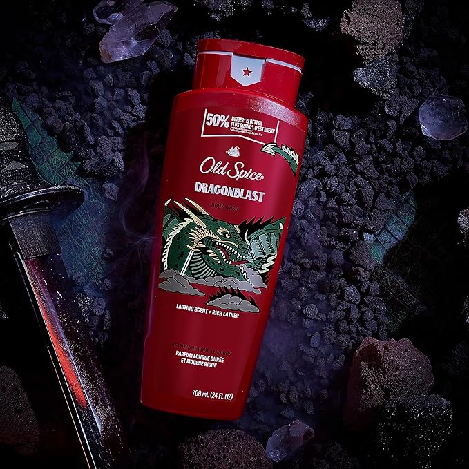 Old Spice Body Wash for Men, Dragonblast, Long Lasting Lather, 24 fl oz (Pack of 4)-VeraVaultWomen