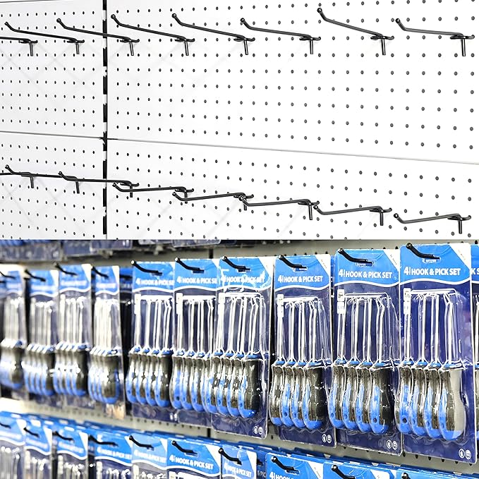 POETISKE Pegboard Hooks 0.2” Diameter 10 inch Black Metal Ball Ending Garden Tool Organizer Fits 1/4’’ Pegboard Garage Wall Hooks 50PCS