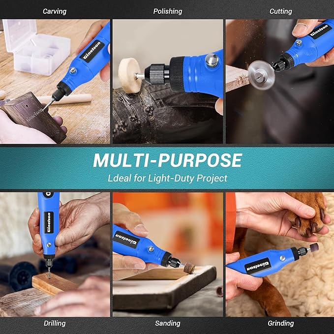 Cordless Rotary Tool, 5 Variable Speed Mini Rotary Tool Kit with 70 Accessories, 3.7V Type-C Charging Power Rotary Tool for Engraving, Sanding, Polishing, Carving, Cutting, DIY Crafts