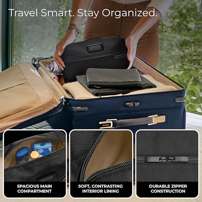 Briggs & Riley Toiletry Kit - Travel Bags for Women & Men, Organizer for Vacation, Dopp Kit for Bathroom Accessories, Makeup, & Skincare