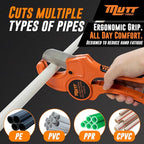 Mutt Tools Professional 2-1/2 Inch PVC Pipe Cutter Tool - Heavy-Duty Ratcheting Pipe Cutter for PVC, CPVC, PEX, ABS Plastic Pipes - Cuts Up to 2.5 Inch Outer Diameter - Plumbing Cutting Tool