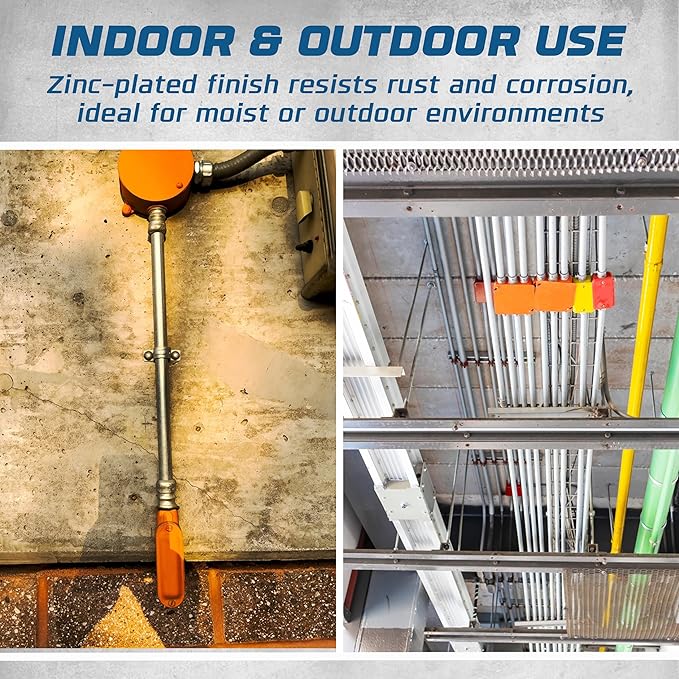 OHLECTRIC Heavy Duty Pipe Strap (20 Pack - 1¼ Inch) Zinc Plated Conduit Clamps, 2 Hole Steel Rigid Pipe Strap U Bracket, Zinc Coated Tension Tube Clip, Metal Pipe Clamp for Rigid Conduits