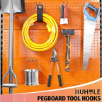 HUHOLE Double Arm Pegboard Hooks 6 Inch 10PC, Fit 1/4" Pegboard, Ideal Peg Board Tool Utility Hooks for Garage Organization, Wall Storage, Heavy Duty Tool Holder with Protecting Tip