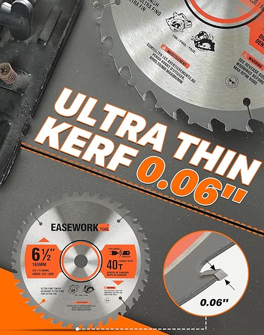 6-1/2 Inch Circular Saw Blade, 40T, 5/8" Arbor, ATB Carbide Teeth, 3-Pack, Precise Crosscutting for Softwood & Hardwood, Fits DEWALT DCS391B, DCS565B, DWA161240, Diablo D0641X