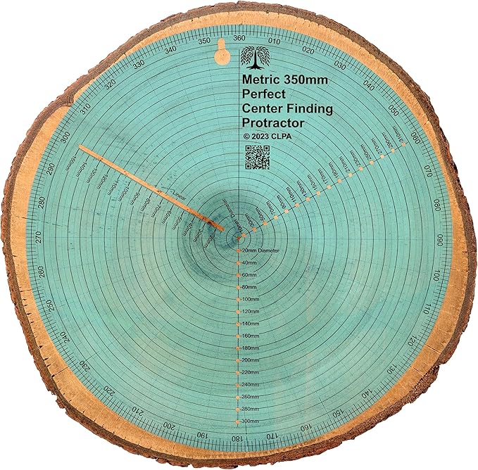 clearly printed 350mm circle center finder tool, protractor, and circle maker tool and compass for woodworking and wood turning. Find the center of timber or dowel with our center finder ruler.