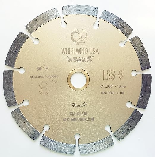 LSS 6 Inch Dry or Wet Cutting General Purpose Power Saw Segmented Diamond Blades for Concrete Stone Brick Masonry (Factory Direct Sale) (6")