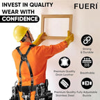 FUERI Leather Tool Belt with Suspenders Heavy Duty Bags Dual Hammer Holsters Tool Pouches for Men Construction Carpenters Electricians Framers Women Workers 16 Pockets