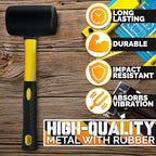 16 Oz Rubber Mallet Hammer - Rubber Hammer Mallet with Durable and Ergonomic Handle, Anti-Vibrating Design For Efficient Work - Good for DIY, Woodworking, Flooring, Camping and More