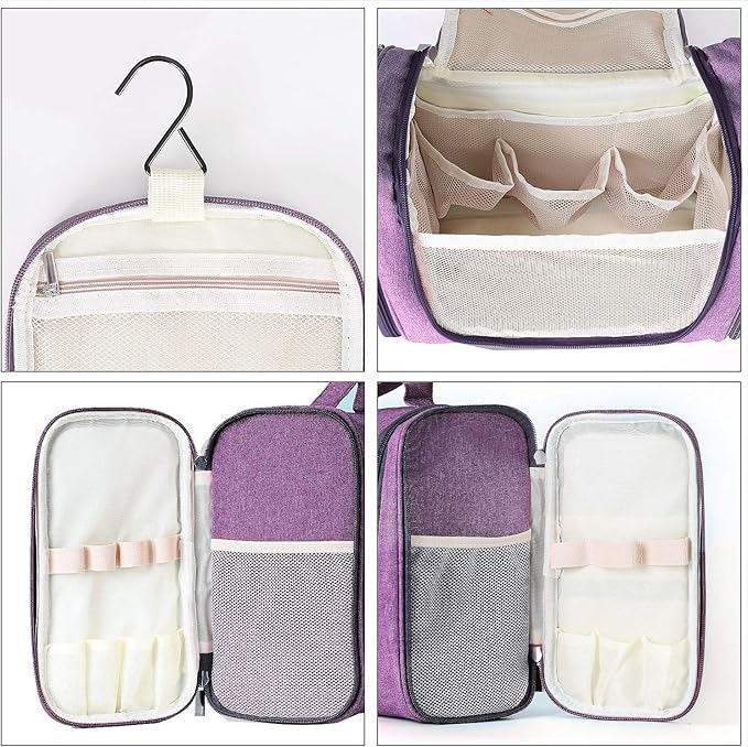 Hanging Toiletry Bag Extra Large Capacity | Premium Travel Organizer Bags For Men And Women | Durable Waterproof Nylon Bathroom, Shower, Makeup Bag For Toiletries, Cosmetics, Brushes