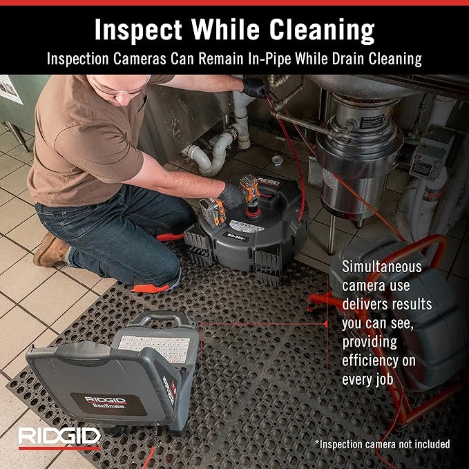 RIDGID 76198 FlexShaft K9-204+ Drain Cleaning Machine for 2" to 4" Pipe, Professional Wall-to-Wall Drain Cleaning Machine with 70' of 5/16" FlexShaft Cable
