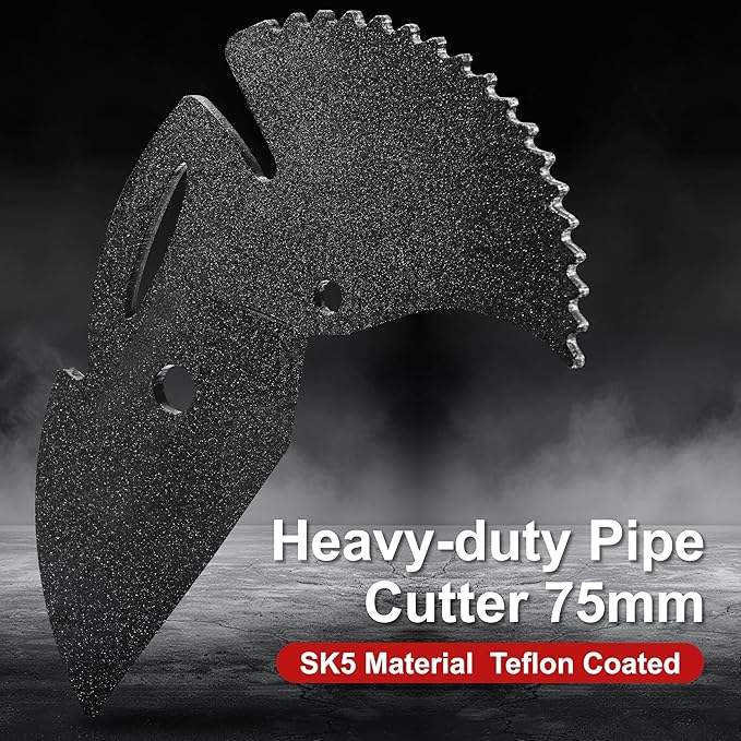 PVC Pipe Cutter Tool, Heavy-Duty PVC Pipe Cutter 3 Inch, 75mm Plastic Pipe Cutter with SK5 Blade and Aluminum Alloy Body, Ratcheting Pipe Cutter and PVC Cutters for PEX, PPR, Hoses and Plumbing Pipes