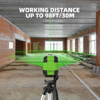 Laser Level, HUEPAR 98Ft Self Leveling Laser Level Green Line Laser Cross Line Laser Leveler Tool for Picture Hanging, Tile, Home Renovation, Indoor Project, Battery&Carrying Bag Includ with L-Bracket
