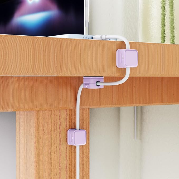 Cord Organizer Holder, 6 Pack Magnetic Desk Cable Clips Management, Hide Phone Charging Cable Keeper, Strong Adhesive Wire Charger Holder for Nightstand, Kitchen Appliances, Office Supplies