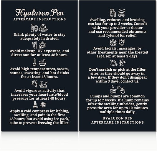 100 Pack - Premium Hyaluron Pen Lip Filler Aftercare Instructions Card 2 x 3.5" Accessories Supplies Kit Care - HP20A100_N-VeraVaultWomen