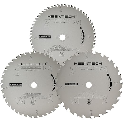 KEENTECH 7-1/4 Inch Woodworking Circular Saw Blade 24T 40T 60T 3-Pack, Non-Stick Coating, Tungsten Carbide Tipped, ATAF Grind, 5/8 Inch Arbor Hole with Diamond Cutout