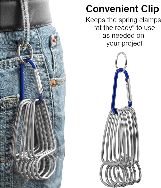 Fulton Miter Spring Clamps for Woodworking Set, Wood Trim, Picture Frames, Crown Molding Tool, Hip Clip and 13 Spring Miter Clamps for Trim, Finish Carpenter Tools, Made in the USA