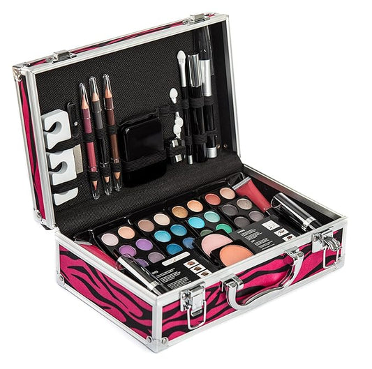 Makeup Kit Gift Set - 51 Piece - 32 Eye Shadows, 2 Blushes, 2 Lip Glosses, 2 Lipsticks, 2 Eye Liner Pencils, 1 Lip Liner Pencil, 1 Mascara - Case with Carrying Handle-VeraVaultWomen