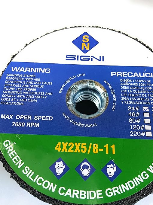 SIGNI 4-Inch Green Grinding Stone with 5/8-11 Thread (24 Grit)