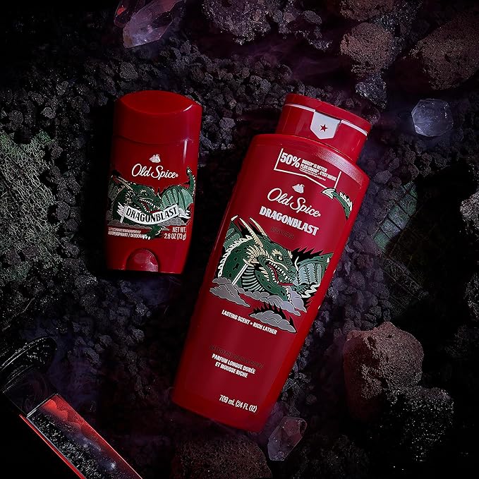Old Spice Body Wash for Men, Dragonblast, Long Lasting Lather, 24 fl oz (Pack of 4)-VeraVaultWomen