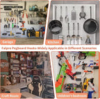 130PCS Pegboard Hooks Assortment - Peg board Hooks for Hanging Tools with Pegboard Bins & Cups,1/8-Inch Pegboard Wall Organizer - Ideal for Organizing in the Garage Kitchen Workbench Craft Room