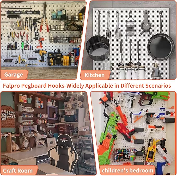 130PCS Pegboard Hooks Assortment - Peg board Hooks for Hanging Tools with Pegboard Bins & Cups,1/8-Inch Pegboard Wall Organizer - Ideal for Organizing in the Garage Kitchen Workbench Craft Room