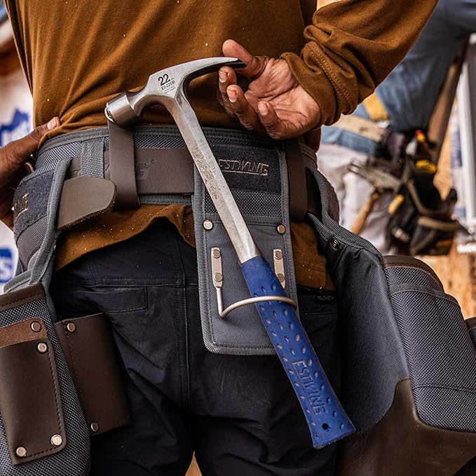 ESTWING Framing Hammer - 22 oz Long Handle Straight Rip Claw with Milled Face & Shock Reduction Grip - E3-22SM