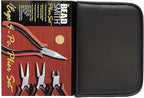 The Beadsmith Ergonomic Pliers Set – Extra Fine Tips – 5 Inches, 4-Pieces: Round Nose, Chain Nose, Flat Nose & Semi-flush Side Cutter – Leatherette Carrying Case Included – Tools for Jewelry Making