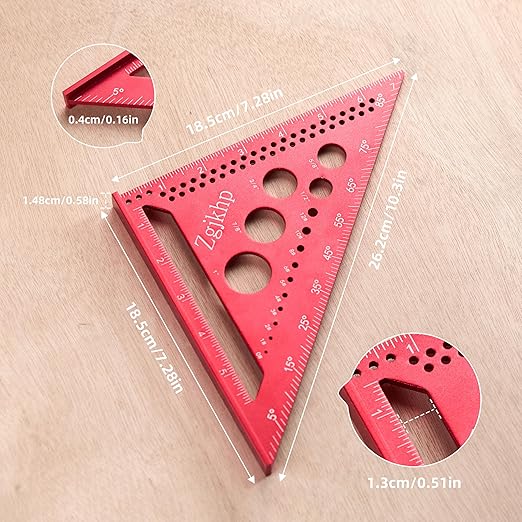 Metal Square 7 Inch-Accurate Carpenter Square Tool,Versatile Aluminum Rafte Square for Carpentry and DIY Projects，red