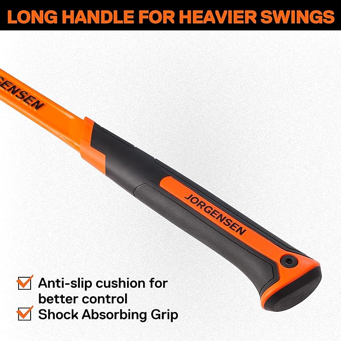 Jorgensen 22 oz Framing Hammer, Straight Claw Hammer with Magnetic Nail Holder, Rip Claw Hammer with Milled Face & Shock Absorbing Grip, Heavy Duty One-piece Forged Hammer