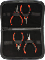 The Beadsmith Ergonomic Pliers Set – Extra Fine Tips – 5 Inches, 4-Pieces: Round Nose, Chain Nose, Flat Nose & Semi-flush Side Cutter – Leatherette Carrying Case Included – Tools for Jewelry Making