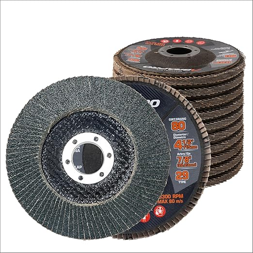 Jumbo Zirconia Flap Discs 4 1/2 for Angle Grinder, 80 Grit 4.5" x 7/8" High Density Type 29 Arbor Grinding Wheels for Wood Finishing, Rust Removal, Metal Sanding - 10 Pack